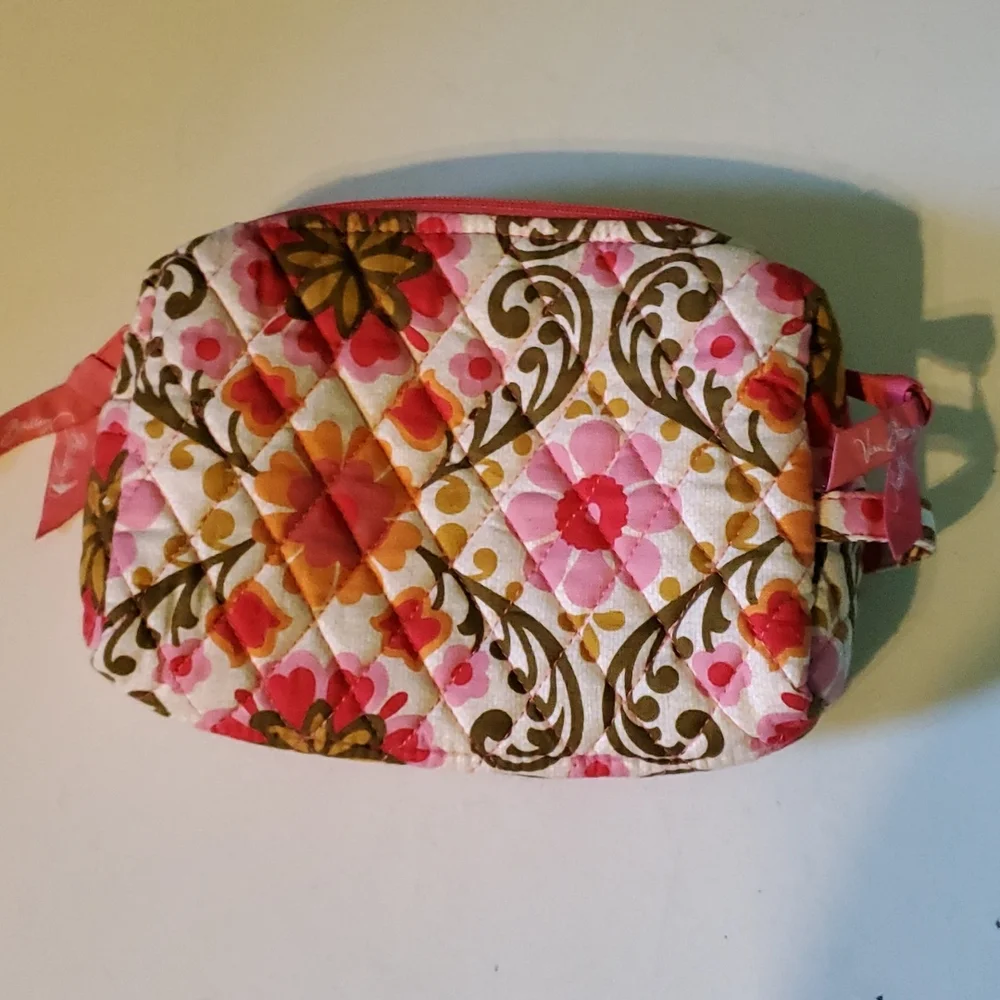 Vera Bradley Floral Cosmetic Bag - Pink, Brown, Orange